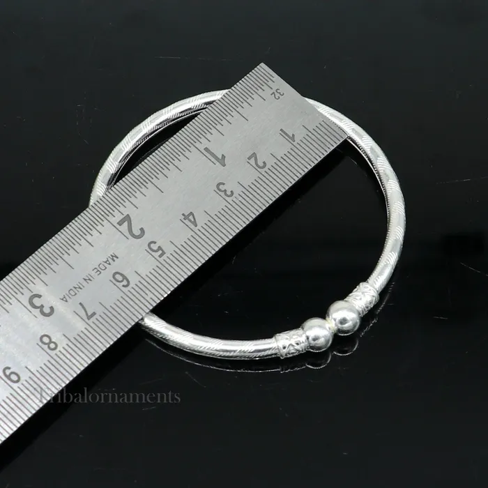 Plain white design sterling silver handmade amazing design bangle bracelet kada excellent customized design bangle kada unisex gift nba230 TRIBAL ORNAMENTS Bracelets