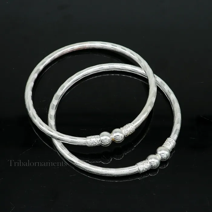 Plain white design sterling silver handmade amazing design bangle bracelet kada excellent customized design bangle kada unisex gift nba230 TRIBAL ORNAMENTS Bracelets