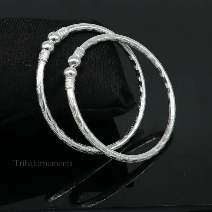 Plain white design sterling silver handmade amazing design bangle bracelet kada excellent customized design bangle kada unisex gift nba230 TRIBAL ORNAMENTS Bracelets