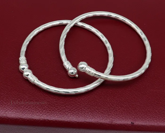 Plain white design sterling silver handmade amazing design bangle bracelet kada excellent customized design bangle kada unisex gift nba230 TRIBAL ORNAMENTS Bracelets