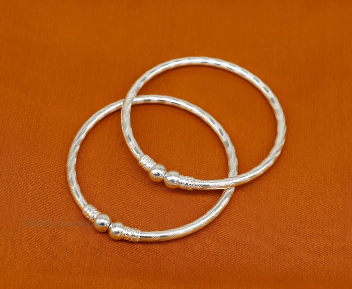 Plain white design sterling silver handmade amazing design bangle bracelet kada excellent customized design bangle kada unisex gift nba230 TRIBAL ORNAMENTS Bracelets