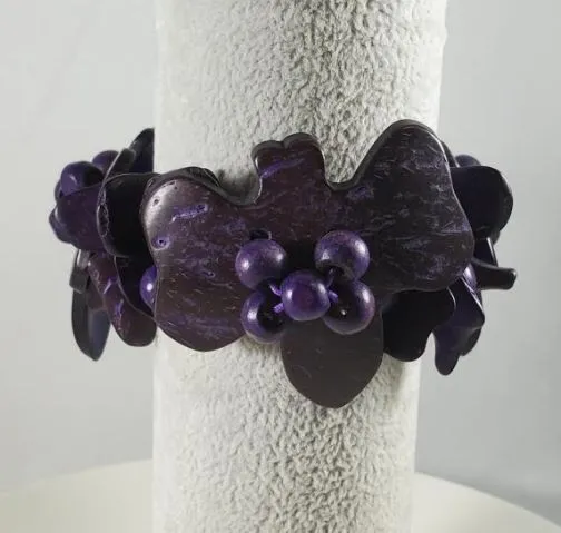 Polly B349 Purple Wooden Bead Bracelet Bracelets