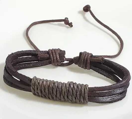 polly Bracelets AZ525 Brown Cord Leather Bracelet