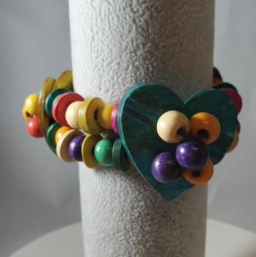 Polly Bracelets B1017 Multi Color Heart Wooden Bead Bracelet