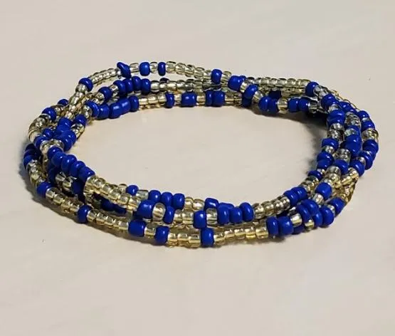 POLLY Bracelets B1114 Champagne Royal Blue Seed Beads Strand Bracelet