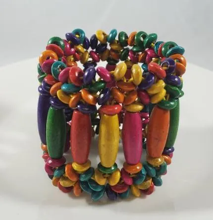 Polly Bracelets B73 Colorful Multi Layer Wooden Bead Bracelet