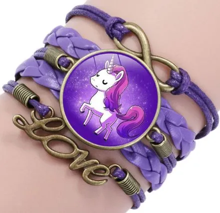POLLY Bracelets L440 Purple Unicorn Leather Layered Bracelet