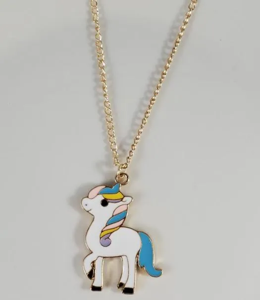 polly Earrings L52 Gold Baked Enamel Unicorn Necklace FREE Earrings