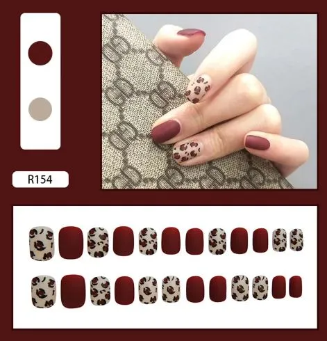 Polly Earrings NS166 Short Square Press On Nails 24 Pieces R154