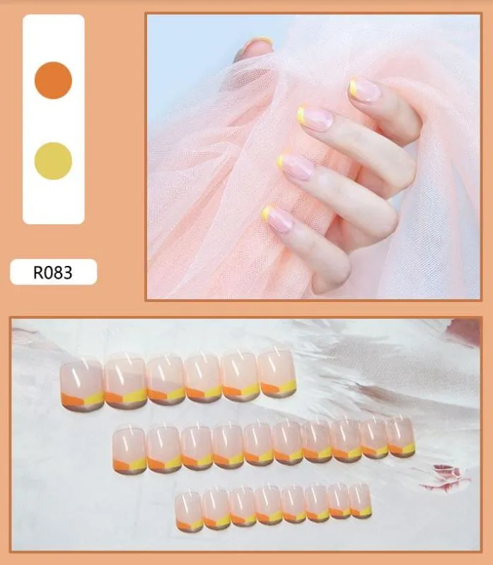 Polly Earrings NS596 Short Square Press On Nails 24 Pieces R083