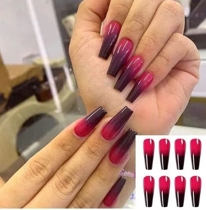 polly Earrings NS653 Extra Long Nails Coffin Press On Glossy 24 Pieces