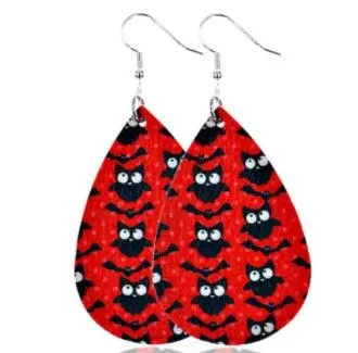 POLLY Earrings Z47 Orange Teardrop Owls Bats Earrings