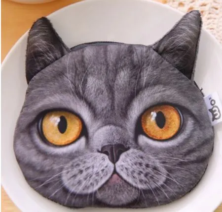 POLLY G88 Cute Gray Kitty Cat Zipper Bag Earrings