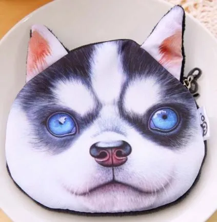 POLLY G96 Cute Black White Puppy Dog Zipper Bag Rings