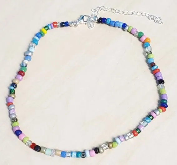 polly N739 Silver Multi Color Seed Bead Choker Necklace with FREE Earrings Necklaces polly N739 Silver Multi Color Seed Bead Choker Necklace with FREE Earrings Necklaces