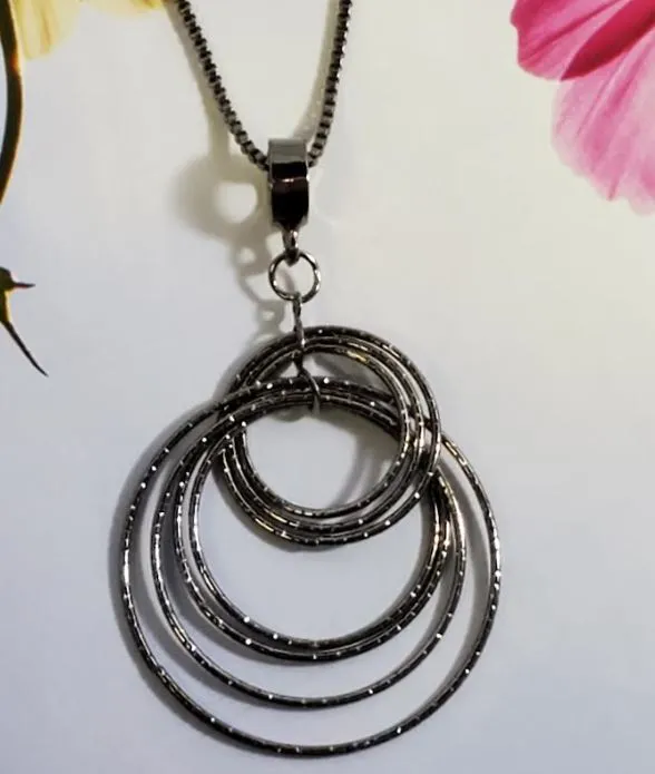 polly Necklaces AZ679 Gun Metal Multi Textured Hoop Necklace with FREE EARRINGS