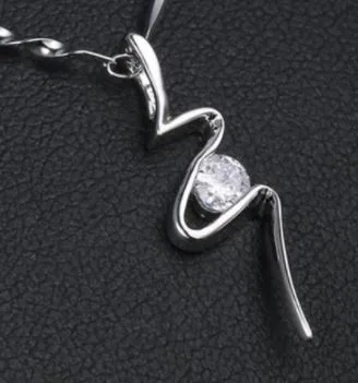 POLLY Necklaces N1593 Silver Dainty Squiggle Rhinestone Necklace with FREE Earrings POLLY Necklaces N1593 Silver Dainty Squiggle Rhinestone Necklace with FREE Earrings