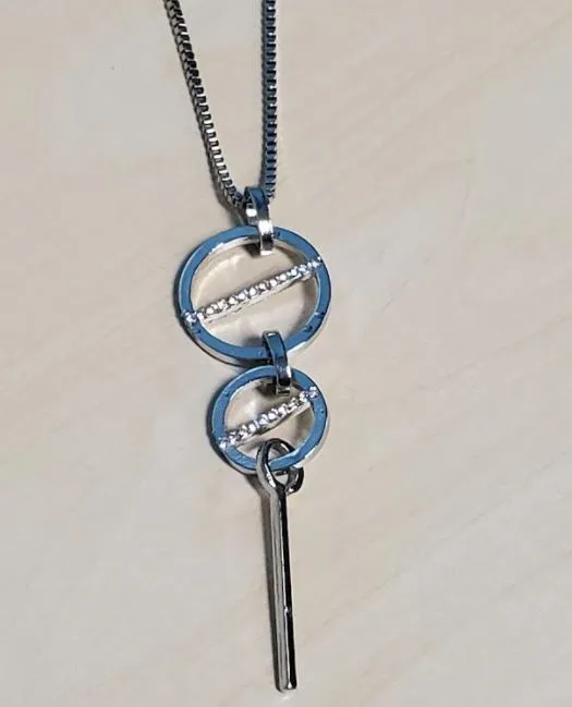 polly Necklaces N1823 Silver Links Rhinestones Necklace with FREE Earrings