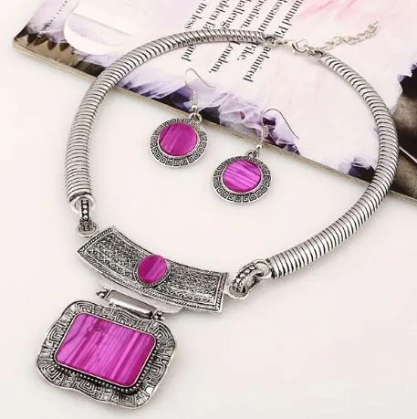 polly Necklaces N274 Silver with Fuchsia Gem Statement Choker Necklace with FREE Earrings polly Necklaces N274 Silver with Fuchsia Gem Statement Choker Necklace with FREE Earrings