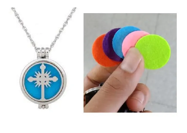 polly Necklaces N810 Silver Cross Design Essential Oil Necklace with FREE Earrings PLUS 5 Different Color Pads polly Necklaces N810 Silver Cross Design Essential Oil Necklace with FREE Earrings PLUS 5 Different Color Pads