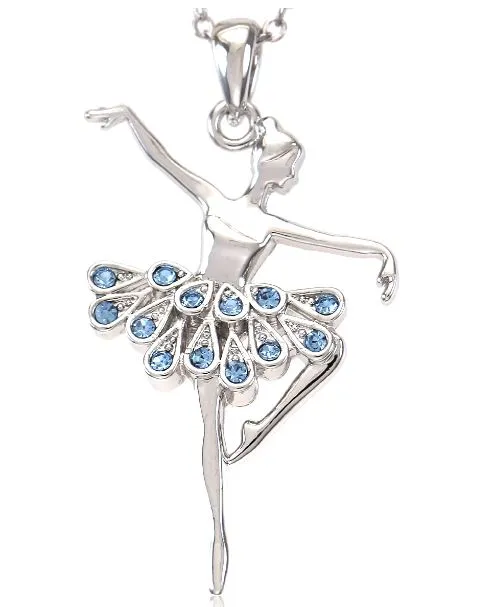 polly Necklaces N898 Silver Light Blue Rhinestones Ballerina Necklace with FREE Earrings polly Necklaces N898 Silver Light Blue Rhinestones Ballerina Necklace with FREE Earrings