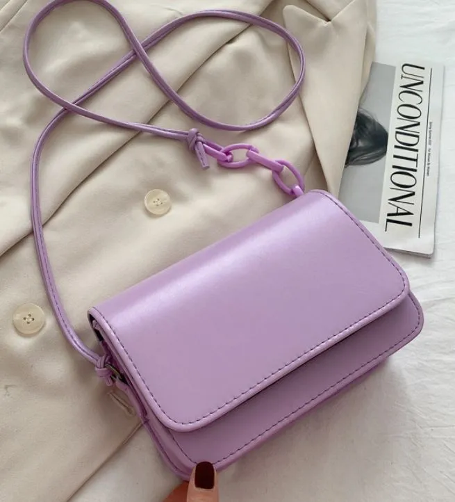 polly Necklaces PB85 Lilac Chain Accent Shoulder Bag