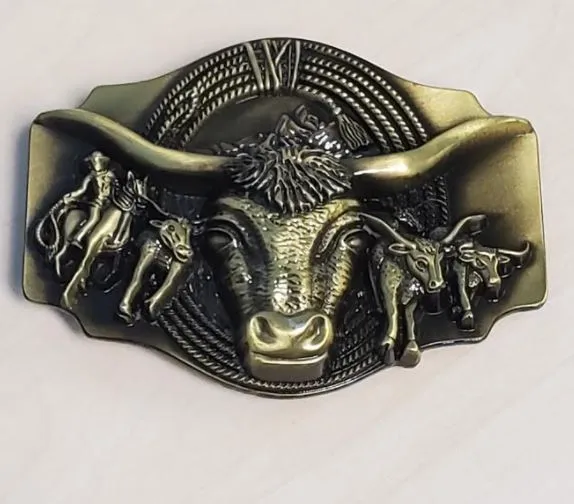 POLLY PreStyled Sets BU106 Gold Bull Belt Buckle