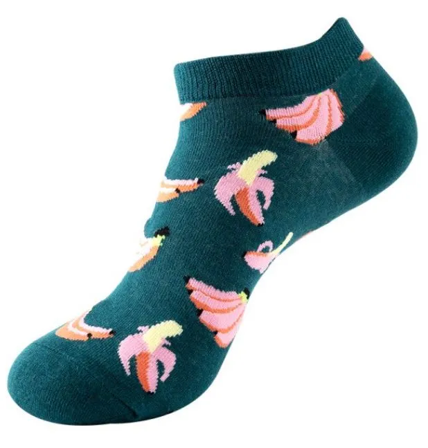 POLLY Rings SF1234 Dark GrayGreen Banana Low Cut Socks