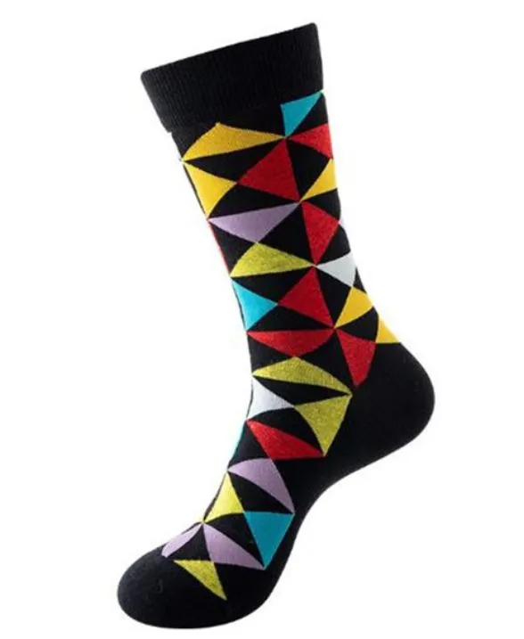 POLLY SF900 Black Multi Color Triangles Socks Necklaces