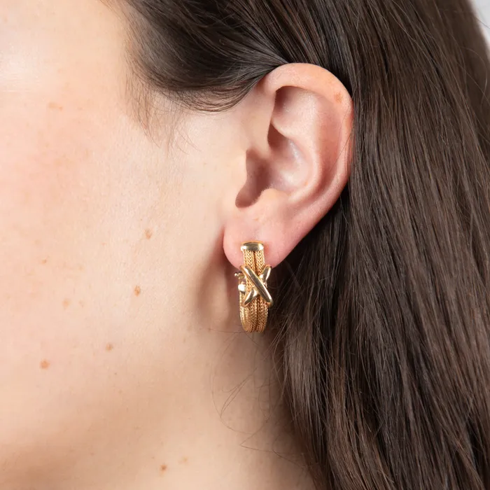 PreOwned Italian Mesh X Loop Earrings STORE 5a Earrings