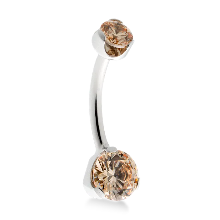 ProngSet Faceted Navel Curve Champagne Anatometal Earrings