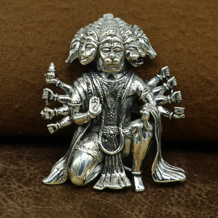 Pure 925 sterling silver handmade Hindu god Lord Panchmukhi Hanuman pendant amazing designer fabulous pendant unisex gifting jewelry ssp486 TRIBAL ORNAMENTS Necklaces