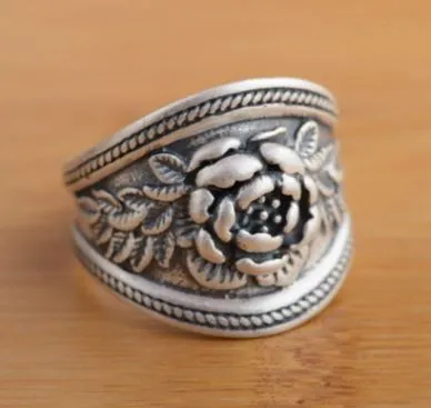 R123 Silver Rose Decorated Ring alice Rings