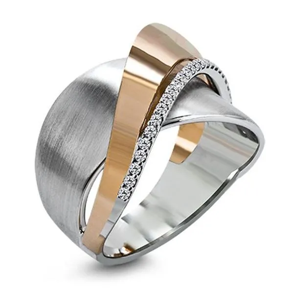 R250 Silver Rose Gold Accent Rhinestone Ring alice Rings