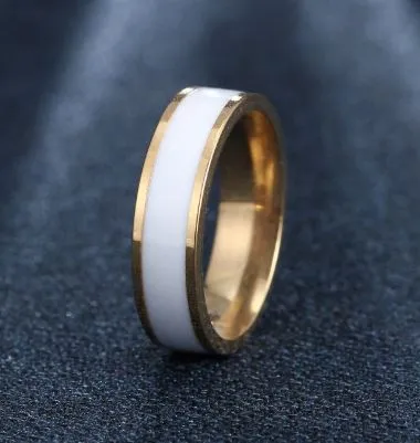 R393 Beautiful White Band Titanium Stainless Steel Ring AXCacana Rings
