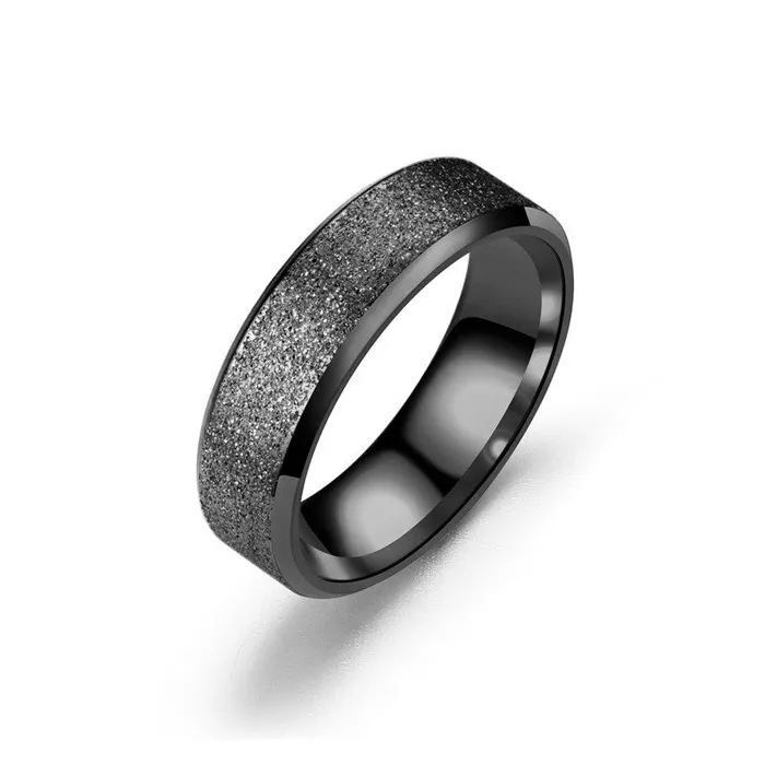 R431 Black Textured Titanium Stainless Steel Ring 01 Rings