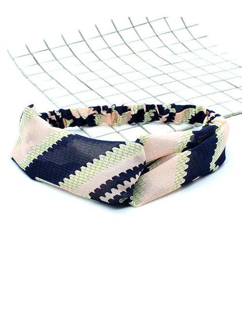 Rings 02 H134 Navy Blue Light Pink Green Arrow Pattern Head Band