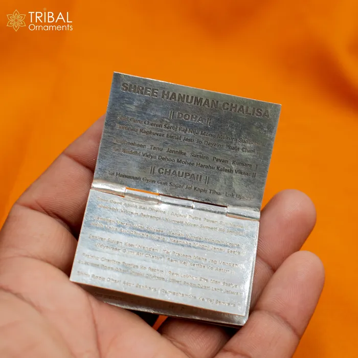 Rings 925 sterling silver handmade complete Shree Hanuman Chalisa with Arti small mini 4 page book amazing puja article from India su880 TRIBAL ORNAMENTS