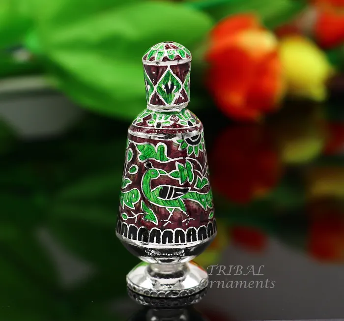 Rings 925 Sterling silver handmade fabulous meenakari trinket box container box casket box sindoor box enamel work customized box stb721 TRIBAL ORNAMENTS