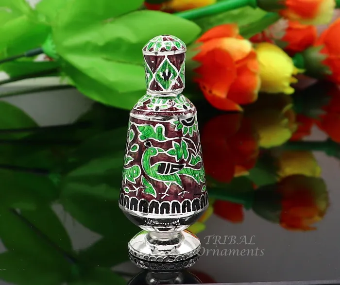 Rings 925 Sterling silver handmade fabulous meenakari trinket box container box casket box sindoor box enamel work customized box stb721 TRIBAL ORNAMENTS