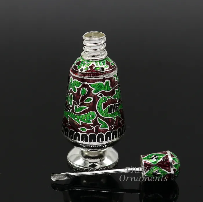 Rings 925 Sterling silver handmade fabulous meenakari trinket box container box casket box sindoor box enamel work customized box stb721 TRIBAL ORNAMENTS