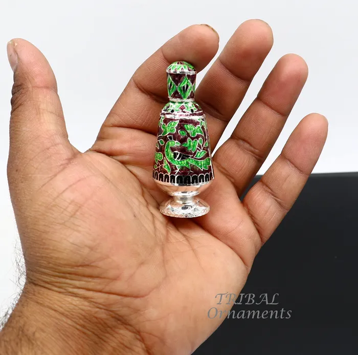 Rings 925 Sterling silver handmade fabulous meenakari trinket box container box casket box sindoor box enamel work customized box stb721 TRIBAL ORNAMENTS