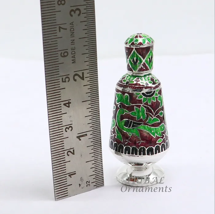 Rings 925 Sterling silver handmade fabulous meenakari trinket box container box casket box sindoor box enamel work customized box stb721 TRIBAL ORNAMENTS