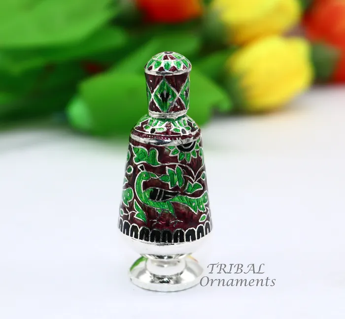 Rings 925 Sterling silver handmade fabulous meenakari trinket box container box casket box sindoor box enamel work customized box stb721 TRIBAL ORNAMENTS