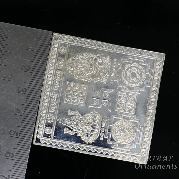 Rings 925 sterling silver handmade Shree Lakshmi Ganesha Yantra amazing wealth and prosperity best Diwali puja article from india su830 TRIBAL ORNAMENTS