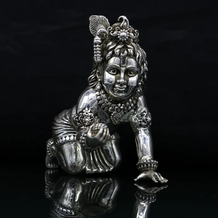 Rings 925 Sterling silver Idol Krishna Bal Gopal statue figurine child krishna laddu gopal sculpture home temple utensil silver article su211 TRIBAL ORNAMENTS Rings 925 Sterling silver Idol Krishna Bal Gopal statue figurine child krishna laddu gopal sculpture home temple utensil silver article su211 TRIBAL ORNAMENTS