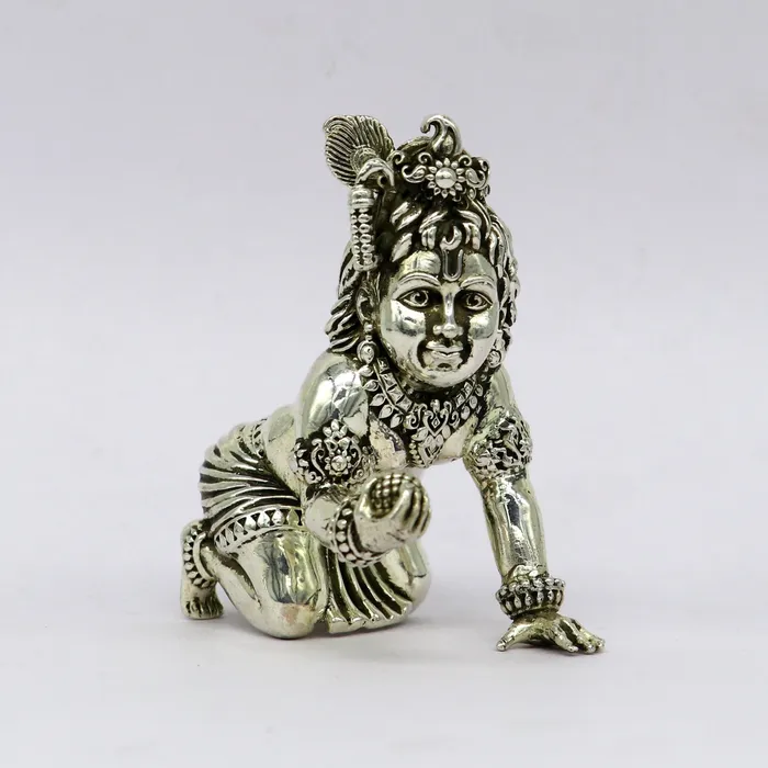 Rings 925 Sterling silver Idol Krishna Bal Gopal statue figurine child krishna laddu gopal sculpture home temple utensil silver article su211 TRIBAL ORNAMENTS