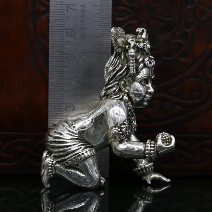 Rings 925 Sterling silver Idol Krishna Bal Gopal statue figurine child krishna laddu gopal sculpture home temple utensil silver article su211 TRIBAL ORNAMENTS