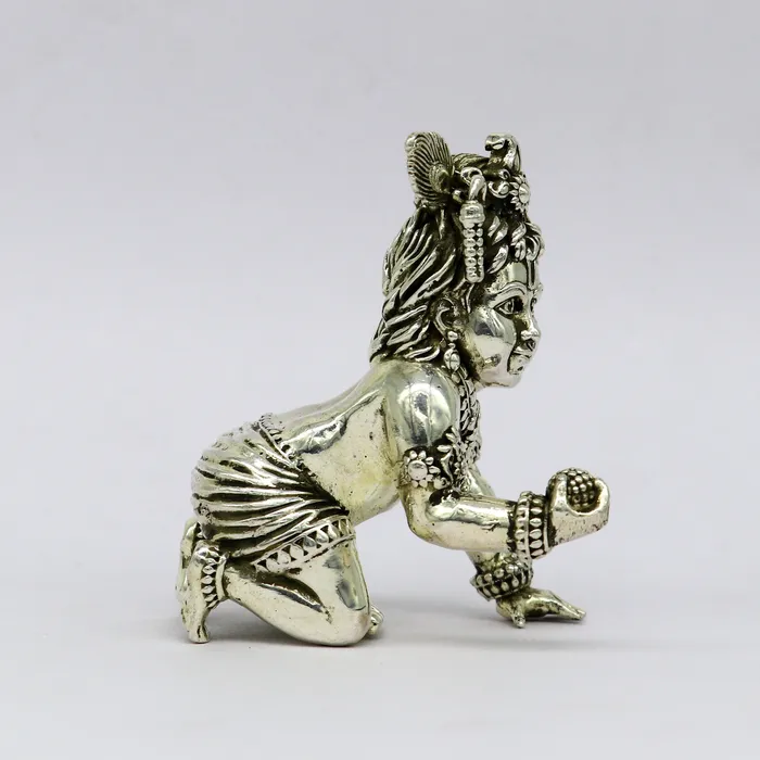Rings 925 Sterling silver Idol Krishna Bal Gopal statue figurine child krishna laddu gopal sculpture home temple utensil silver article su211 TRIBAL ORNAMENTS