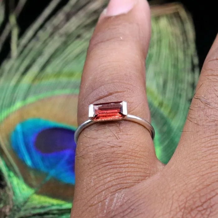 Rings 925 sterling silver red garnet stone ring unisex gifting band tiny ring sr189 TRIBAL ORNAMENTS